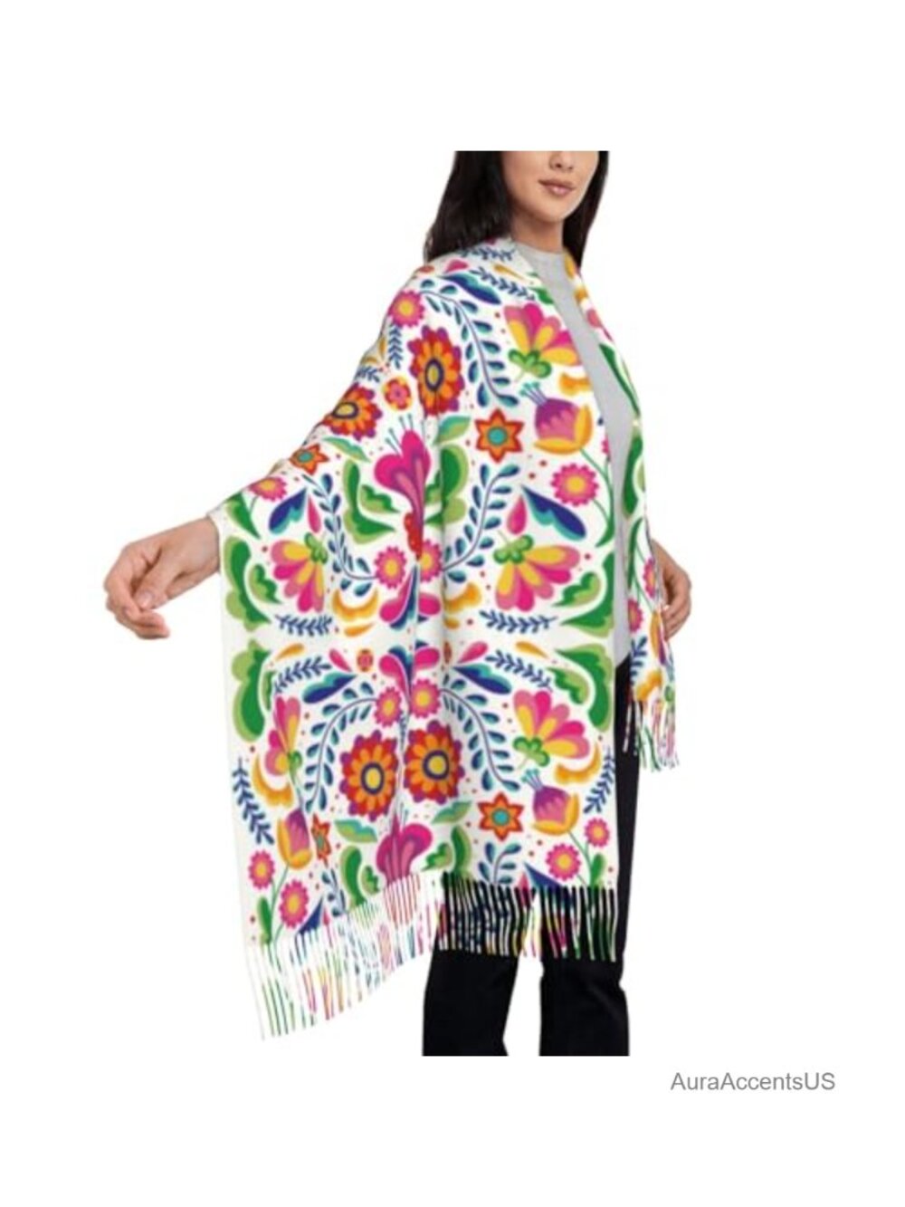 Faux Cashmere Shawl Wrap Virgen De Guadalupe Blanket Scarf Evening